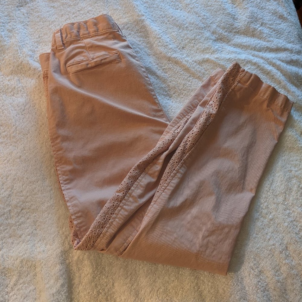 GAP for Good Pink Eyelet Side-Stripe Girlfriend Chinos - Size 2